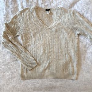 JCrew Cableknit V-Neck Wool-Blend Sweater